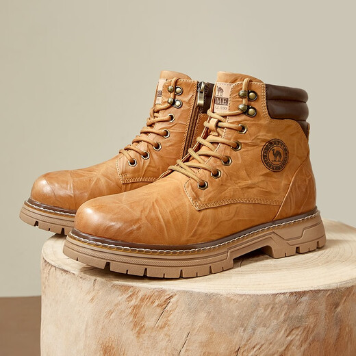 Camel (Camel) Invierno Nuevo choque de amortiguadores Suelas de caída resistente al desgaste de la piel de vaca resistente a la moda