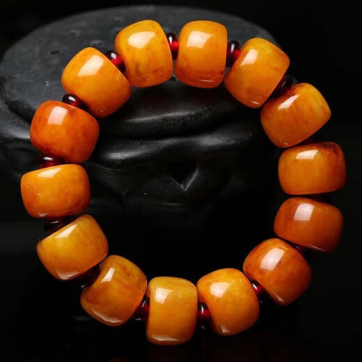 Chinese Valentine's Day gift beeswax bracelet second generation amber chicken fat yellow bracelet men's and women's rough stone men's style two (19mm*20mm)