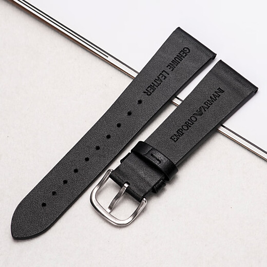 Angepasst an Armani Hollow Herren-Leder-Uhren-Gurt AR60026 60025 11143 Schwarzes Cowhide 22 mm schwarz-Silver Pin Schnalle 22mm
