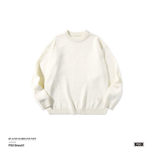 
PSO Brand Solid Color Round Neck Pullover Men's Sweater Knitted Base Shirt Top Couple Outfit Apricot L