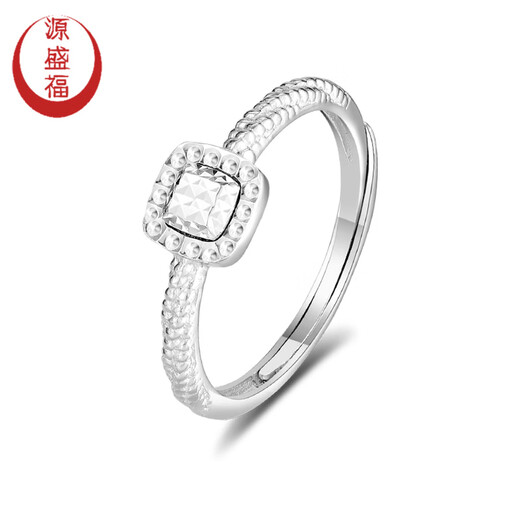 Yuan Shengfu New PT950 Fashionable Sugar Cube Platinum Ring Genuine Women's Platinum Ring Adjustable Live Shining 2.70g