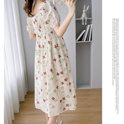 Ayanting Eagle enceinte robe de femmes Nouveau col carré d'été Loose Square à manches florales à floraison moyenne sur-genoue enceinte longue jupe à floral 701 [simple-pièce sans piluage] xl [120-140jin [Jin est égal à 0,5 kg]]]