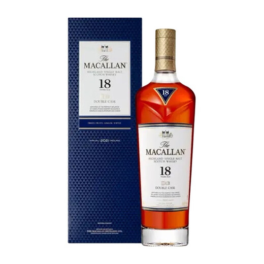 麦卡伦（MACALLAN）蓝钻18年礼盒装  700ml*1 单一麦芽威士忌 雪莉桶双桶