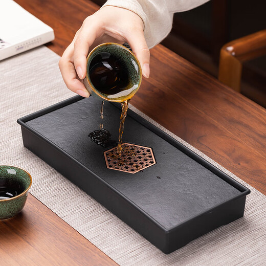 Porcelain brand tea set (cipaiming teaset) tea set small set Kung Fu teapot portable one pot four cups home reception tea set small tea table kiln-turned rabbit hair blue one pot four cups + magnet dry infusion tray