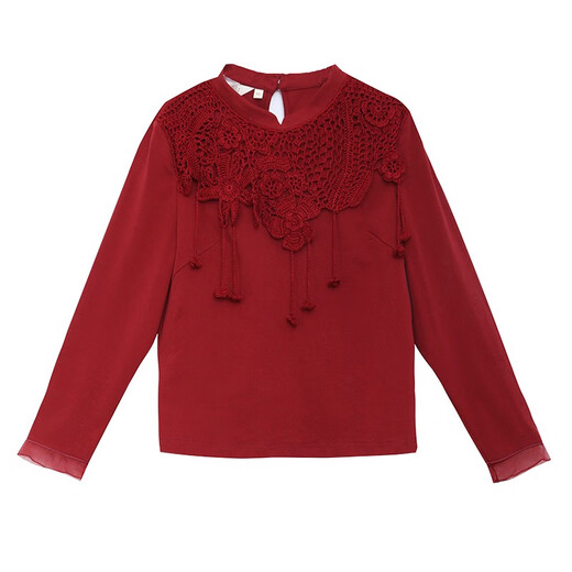 Bufu Bufu autumn new Chinese style long-sleeved red improved cheongsam top for women oriental simple luxury style Zhuying XL