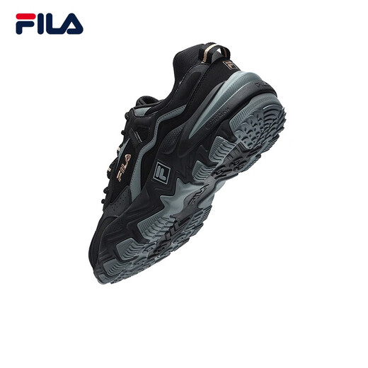 FILA 斐乐官方掠夺者跑步鞋春夏撞色男款休闲运动鞋 黑/中灰-BM 41