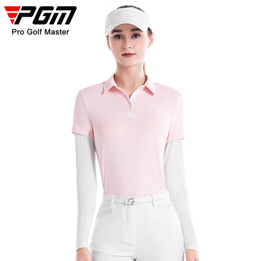 PGM Golf-Kleidung Frauen Sommereis Ice Seide Langarmed T-Shirt Top Polo Shirt Frauen schnell trocknen atmungsaktiv YF686-Sakura Pink [Top] [Ice Seide] M.