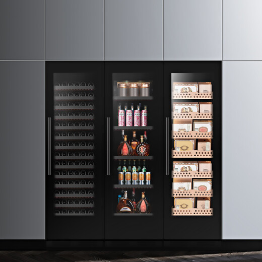 Faseeny ultra-thin fully embedded wine cabinet constant temperature wine cabinet embedded beverage tea cabinet home decoration supporting wine storage cabinet refrigerated fresh cabinet beer cabinet constant temperature and humidity cigar cabinet glass door/dual zone wine cabinet 100 bottles