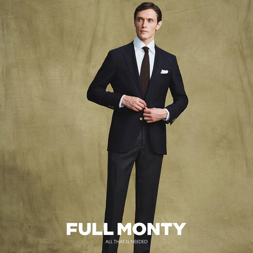 FULL MONTY进口面料西装男士正装商务休闲藏青色羊毛西服外套上衣轻商务单西 藏青色3265 42