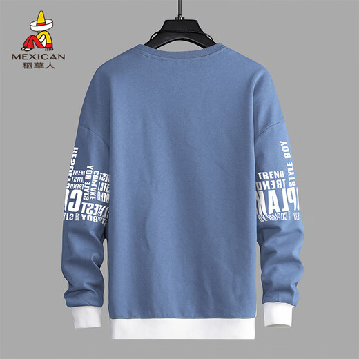 Scarecrow (MEXICAN) sweatshirt men's spring and autumn trendy loose long-sleeved T-shirt youth round neck tops haze blue 4XL