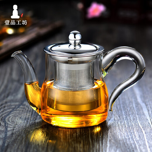 Yipin Workshop High Temperature Resistant Thickened Glass Teapot Filter Heat Resistant Teapot Flower Teapot Household Tea Set Tea Cup Set Yinquan Kettle 380ml