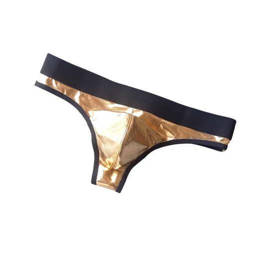 Please Confidential Shipping Men's Patent Leather Casual Imitation Leather Sexy Men's Thong GAY Men's Nightclub Black L