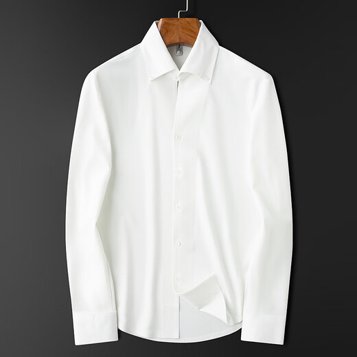 
PRIDEME light luxury autumn thin Cuban collar white shirt men's long sleeves slim commuting business casual Italian men's shirt BNS6636-white M [weight recommendation: 100-120Jin [Jin equals 0.5 kg]]