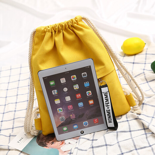 Qianxiao Pocket Draw String -Rucksack für Männer und Frauen Grundschule Schoolbag Leichte Sport -Leinwand -Rucksacktasche Tutoring -Tasche 1289 Schwarz