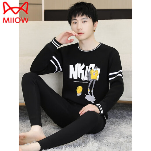Catman (Miiow) Neuer warmer Anzug Unterwäsche für Männeranzug verdickte Velvet Herbst- und Winter-Herren-Teen-Top-Hose Unterwäsche CP679 GRAU 4XL [Vorgeschlagen 150-170jin [Jin ist 0,5 kg]]
