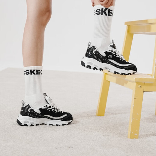 Skechers Frauenschuhe für den Sommer im Freien Anti-Rutsch-Kee-Resistenten Diamond Black-and White Casual Sports Panda Dad Schuhe 12241 Black/12241/Bkwbkw 36