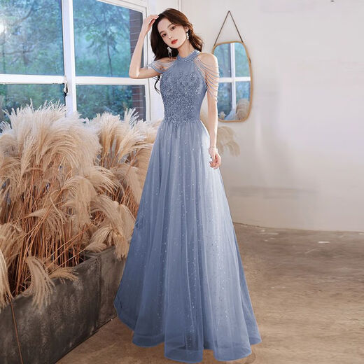 盛妙慈订婚晚礼服女新款2024气质名媛感宴会独唱艺考主持超仙夏 296粉色中长款 M