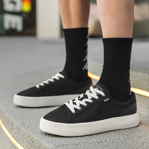 Kappa Herrenschuhe Leinwandschuhe Herren Sportbrettschuhe Herren Sommer Neuem Stil Atmungsaktives Soft Sohle lässige Schuhe Dicke einzige weiße Schuhe Schwarz 40