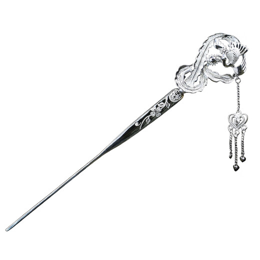 Qiansheng Yuan Phoenix Silver Hairpin S925 Silver Ancient Style Step Shake Tassel Handmade Hairpin Hair Accessory Women's Day Goddess Gift