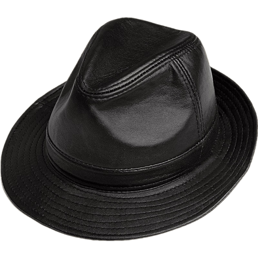 Fadaishan spring and autumn genuine leather hat men's sheepskin jazz hat British big brim gentleman hat winter middle-aged and elderly leather hat trendy hat black 59--60