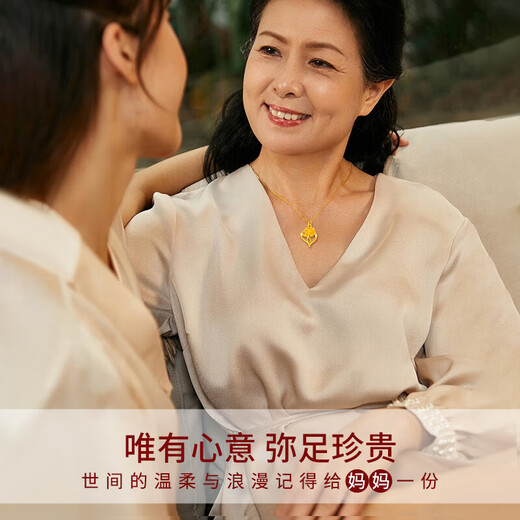 CHINA GOLD Carnation Gold Necklace Women's Foot Gold Pendant Birthday Gift for Girlfriend Wife Mom Elders Memorial Day Practical Carnation Pendant + Free Gold Silver Chain