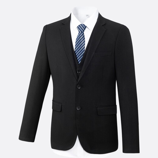 Yhv suit suit men's slim fit youth interview suit business formal wear solid color college student best man wedding adult ceremony 1611 black two buckle XL (175) recommended 120-135Jin Jin equals 0.5 kg