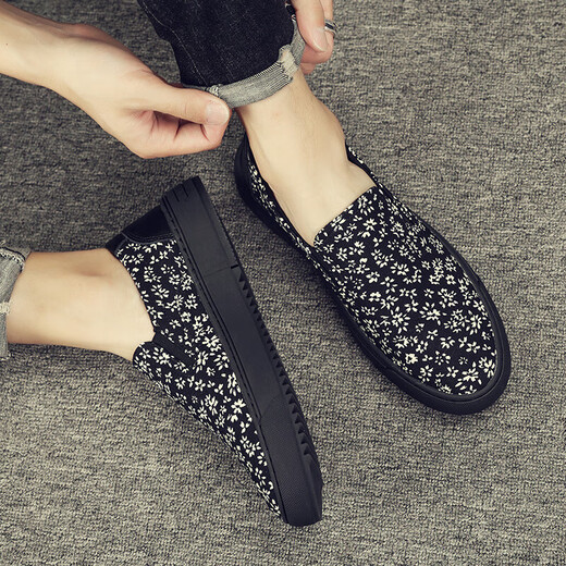 DICK LANE Dick Renne brand canvas shoes men's 2025 summer new lazy shoes breathable loafers men's old Beijing cloth shoes casual board shoes black 42
