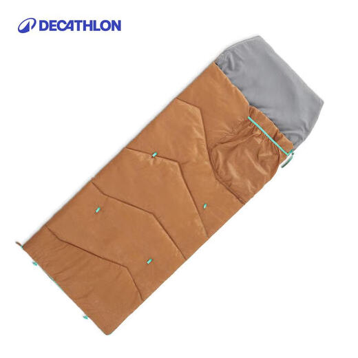 Decathlon children's anti-kick sleeping bag for outdoor camping, thickened and warm, indoor student lunch break, nap, travel, hotel dustproof, milk coffee color, three-level adjustment, suitable for 10 C