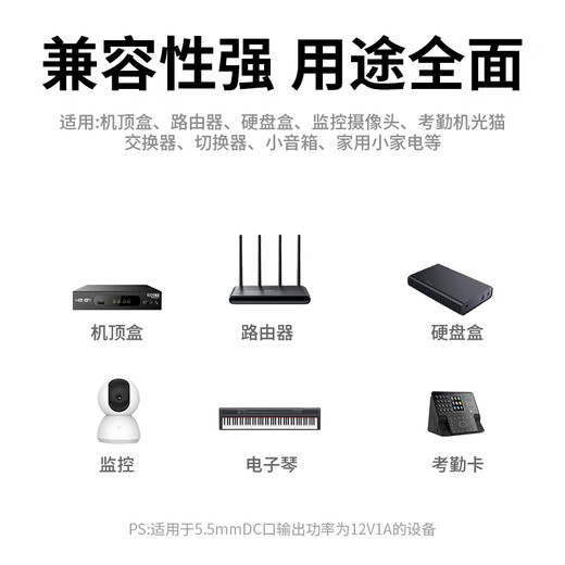 Biaz 12V1A Netzteil geeignet für Set-Top-Box Glasfaser Cat Router Sicherheitsüberwachungskamera Festplattenbox Konverter Netzteilleitung Außendurchmesser 5,5 Innendurchmesser 2,5