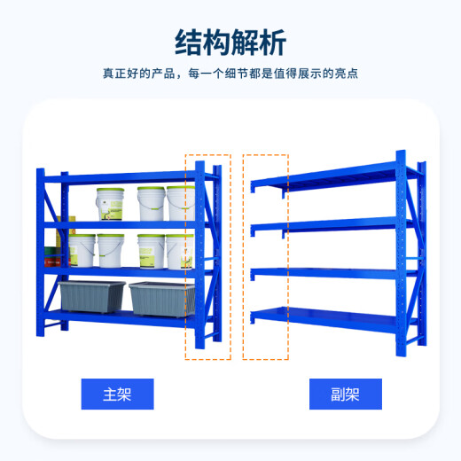 Zhongwei storage shelves supermarket warehouse rack display rack medium-sized 2 meters four-layer main rack