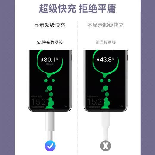 Schneiden data cable 5A is suitable for Type-C/Apple fast charging lightning charging cable t-c Android power cable universal Huawei Honor Apple iPad Xiaomi Type-C white 5A fast charging cable