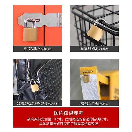 朴派仿铜挂锁防盗锁子宿舍柜门锁户外大门锁家用锁通开锁多把钥匙 20mm不通开锁（配2把钥匙）