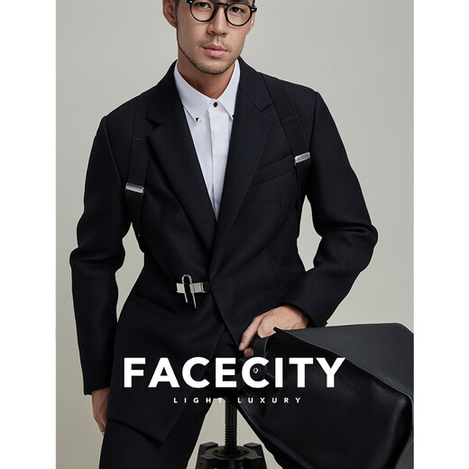 FACECITY背带男士吊带西裤西装衬衫商务正装枪套式X型背带夹 黑色