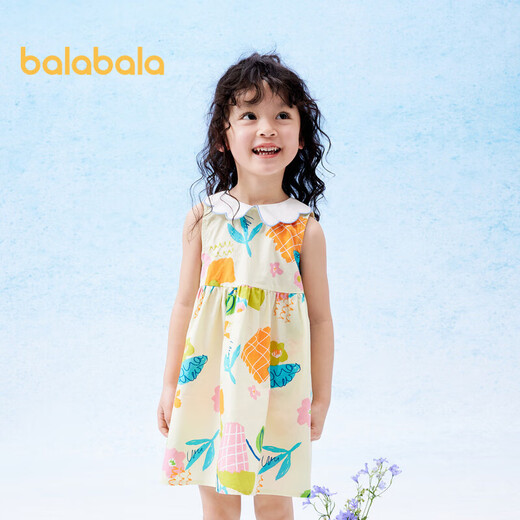Vestido de niñas Balabala Ropa para niños para niños 2024 Falda sin mangas para niños de verano Pequeño impresión fresca 208224111012