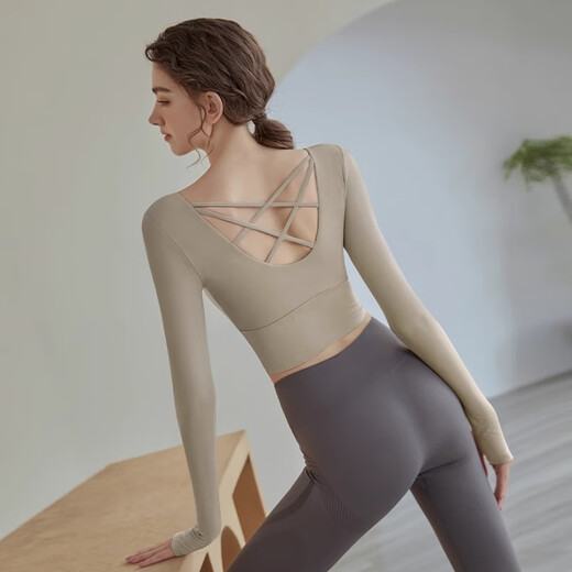 Youyou Yoga Wear Women's Spring and Summer High-Quality Fixed Cup Sports Top Running Pilates Training Fitness Wear Long Sleeve Suit Light Pink Top Fixed Cup Breast Pad S (Recommended 90-105Jin Jin equals 0.5kg)