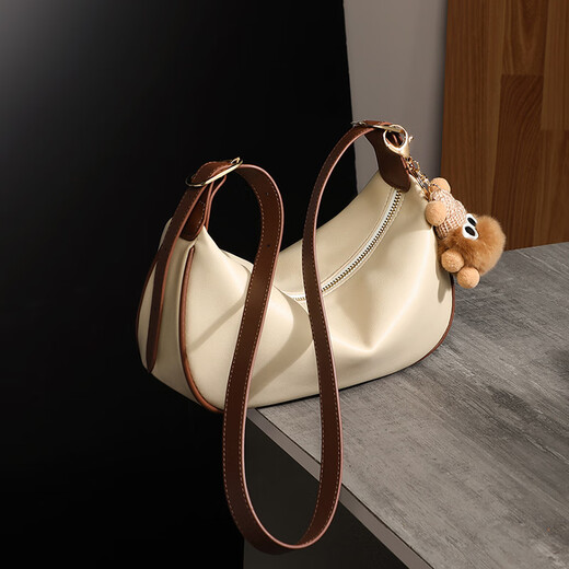 Naibaiqi praktisches Geburtstagsgeschenk Frauenbeutel Frauenbeutel Umhängetasche vielseitige Crossbody -Bag -Achselhöhle Scherze Geschenk für Freundin 6636 Milch Aprikosenfarbe - Geschenkbox + Rose + Bär