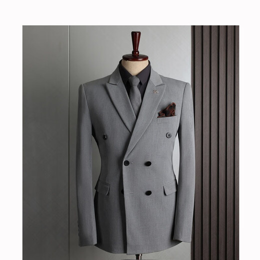 Walker Shop-Anzug Herrenfarben koreanischer Stil Slim Double Breasted Business Formal Wear Casual Bankett Bräutigam Hochzeitskleid Schwarz (Top + Weste + Hosen) XL /52