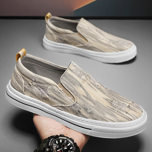 DKCCI toile Chaussures masculines pour les personnes paresseuses d'été pédales vieilles chaussures de tissu de beijing respirant des sports de travail sans glissement et chaussures plates décontractées migray 42