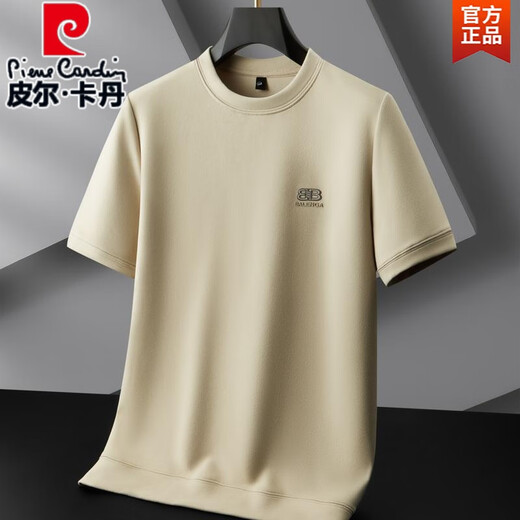 Pierre Cardin Deutsches Velvet Großgröße Herrendicke kurzärmelige T-Shirt im Herbst und Winterrundausschnitt Fett doppelseitig Samt Basishemd Jugend Top T XB702 Weiß L.