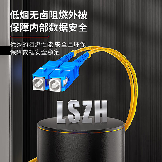 安普康（AMPCOM）电信级单模双芯2.0mm工程光纤跳线SC-SC低烟无卤入户线9/125μm收发器尾纤 5米 ASM2SC2205