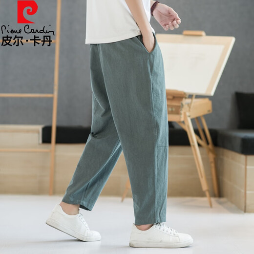 Pierre Cardin Leinen mitgebauten Hosen Herren 2023 Frühlings- und Sommer Neuer chinesischer Stil-Baumwoll-Leinenhosen für Herren im chinesischen Stil.