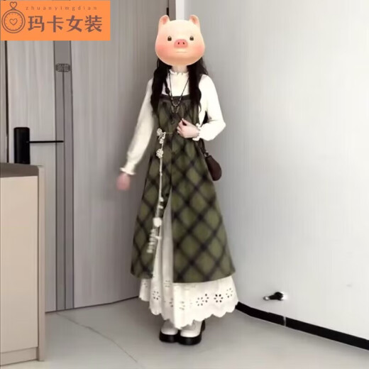 智兜兜秋冬连衣裙子女装冬季新款韩版温柔风穿搭女套装日系减龄甜美气质 9896马甲上衣+裙子 S