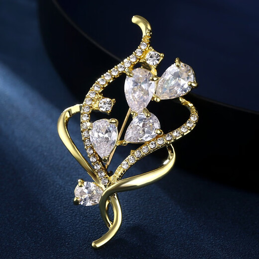 QUAMER's new crystal high-end 2024 brooch for women Japanese and Korean luxury corsage sweater pin Aopai brooch - white diamond