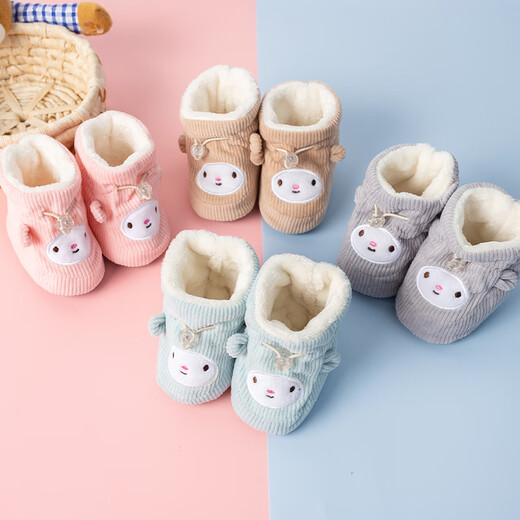Baby foot protection covers Baby foot covers Children's socks Newborn cotton socks 0-6-December winter thickened warm shoes and socks Khaki 0-1 years old, foot length 8-12cm