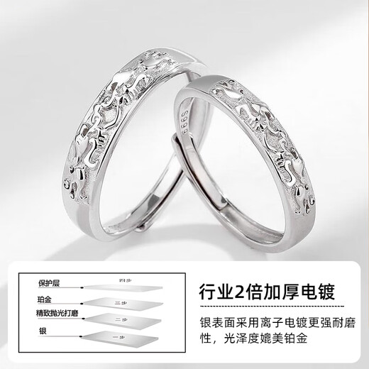 Zhongyi Pixiu 999 Pure Silver Couple Rings Pair of Men's and Women's Sterling Silver Rings 2024 Birthday Gift for Girlfriend (999 Pure Silver) Pixiu Couple Rings 3 Openings Adjustable