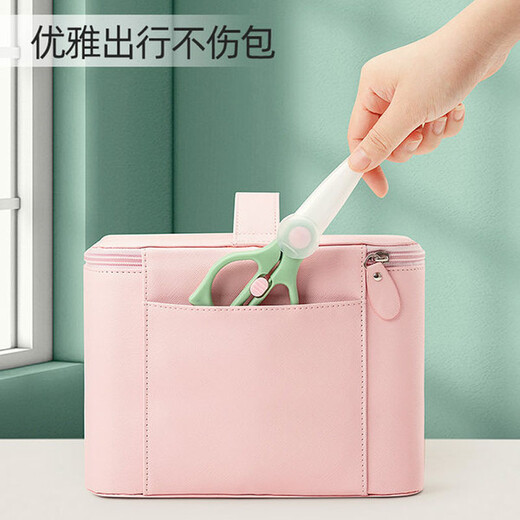 COOKSS Baby Ceramic Food Scissors Children's Manual Ceramic Food Scissors Baby Food Tools Portable Storage Box-Blue