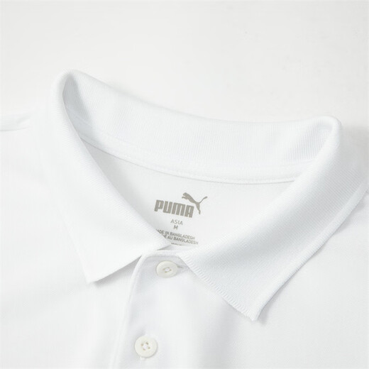 PUMA moisture-absorbent and quick-drying fitness short-sleeved T-shirt POLO shirt men's official spring and summer sports top 521933 White-02 M (175/96A)