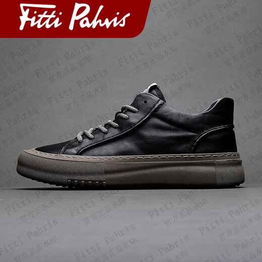 Fitti Pahris light luxury men's shoes 2025 winter new first-layer cowhide shoes men's anti-odor sneakers men's European station British shoes men's black genuine cowhide + hand-stitched 40