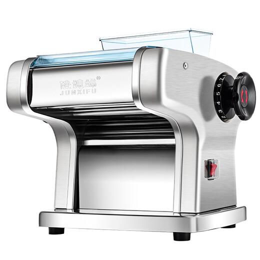 Jun Wife (JUNXIFU) Electric Noodle Machine Stainless Steel Noodle Press Small Commercial Noodle Machine Fully Automatic Intelligent Home Roller Noodle Machine Noodle Drying Machine Dumpling Wonton Skin Butterfly Noodle Drinking Machine Stainless Steel Two Knife Noodle Skin + 3 kinds of noodles With Color Box + Outer Box With Gifts