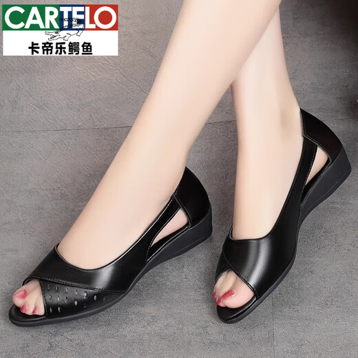 Sandales en cuir Cartelo pour les femmes de la semelle confortable pour femmes Fish Chaussures en cuir à talons